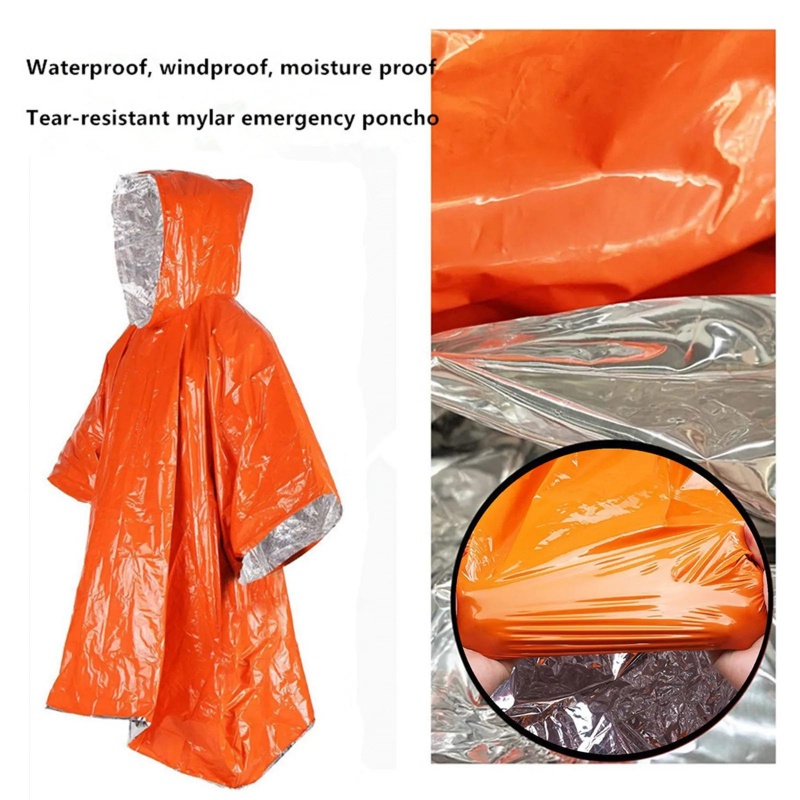 Portable Emergency Poncho 4‑Pi - Survival Blanket Reflective recension och pris